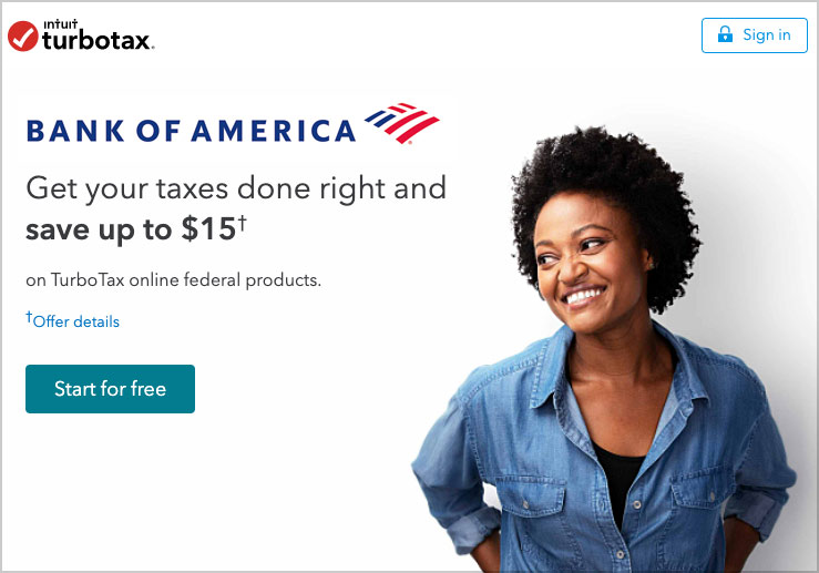 bank america discount turbotax