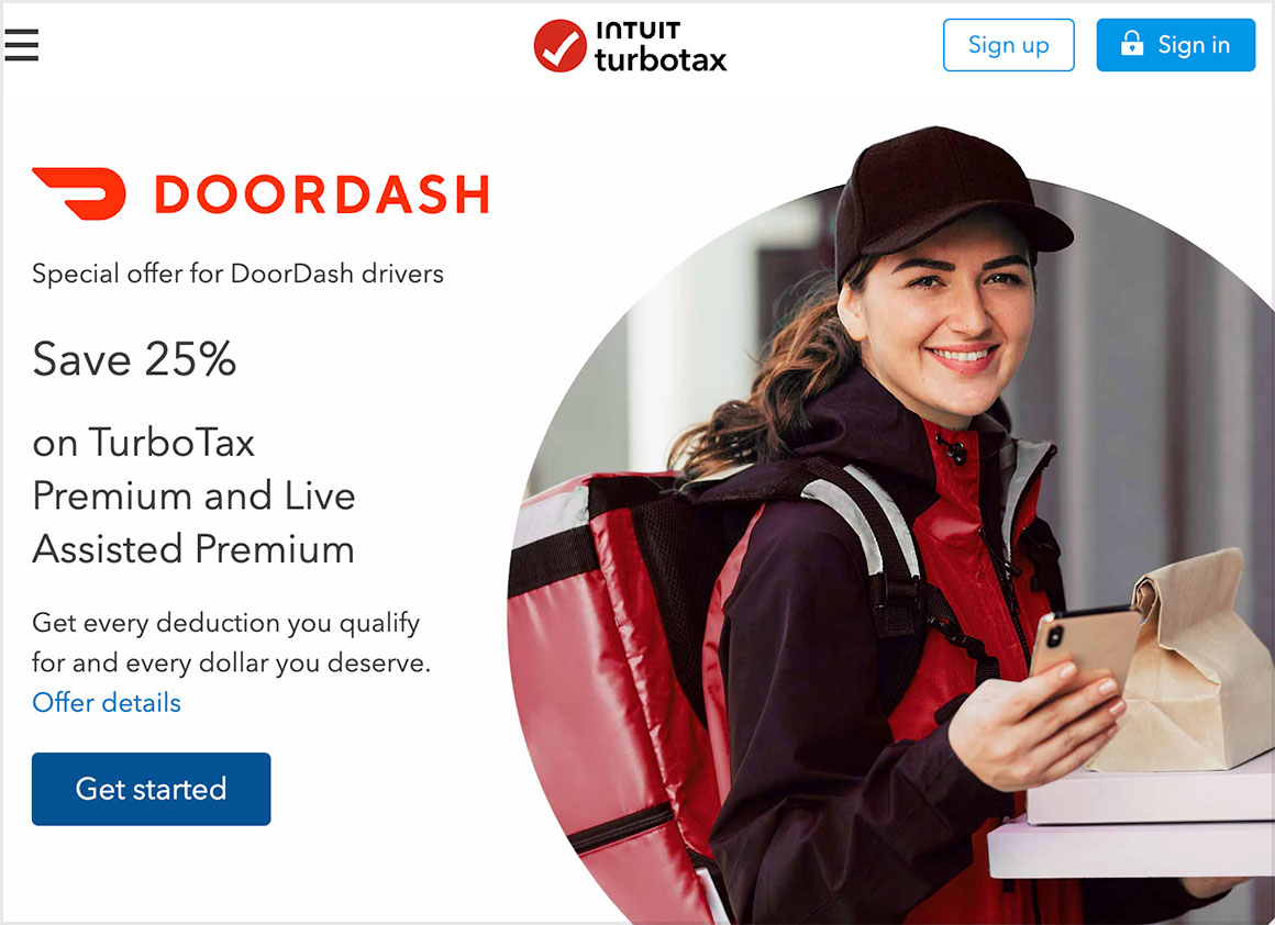 doordash turbotax discount 25