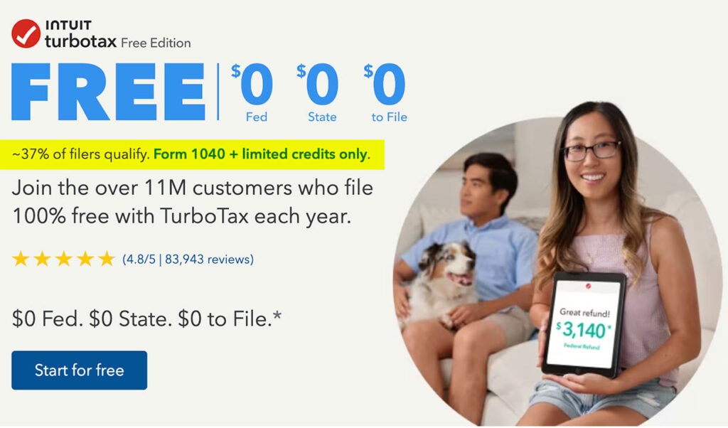 turbotax free edition disclaimer